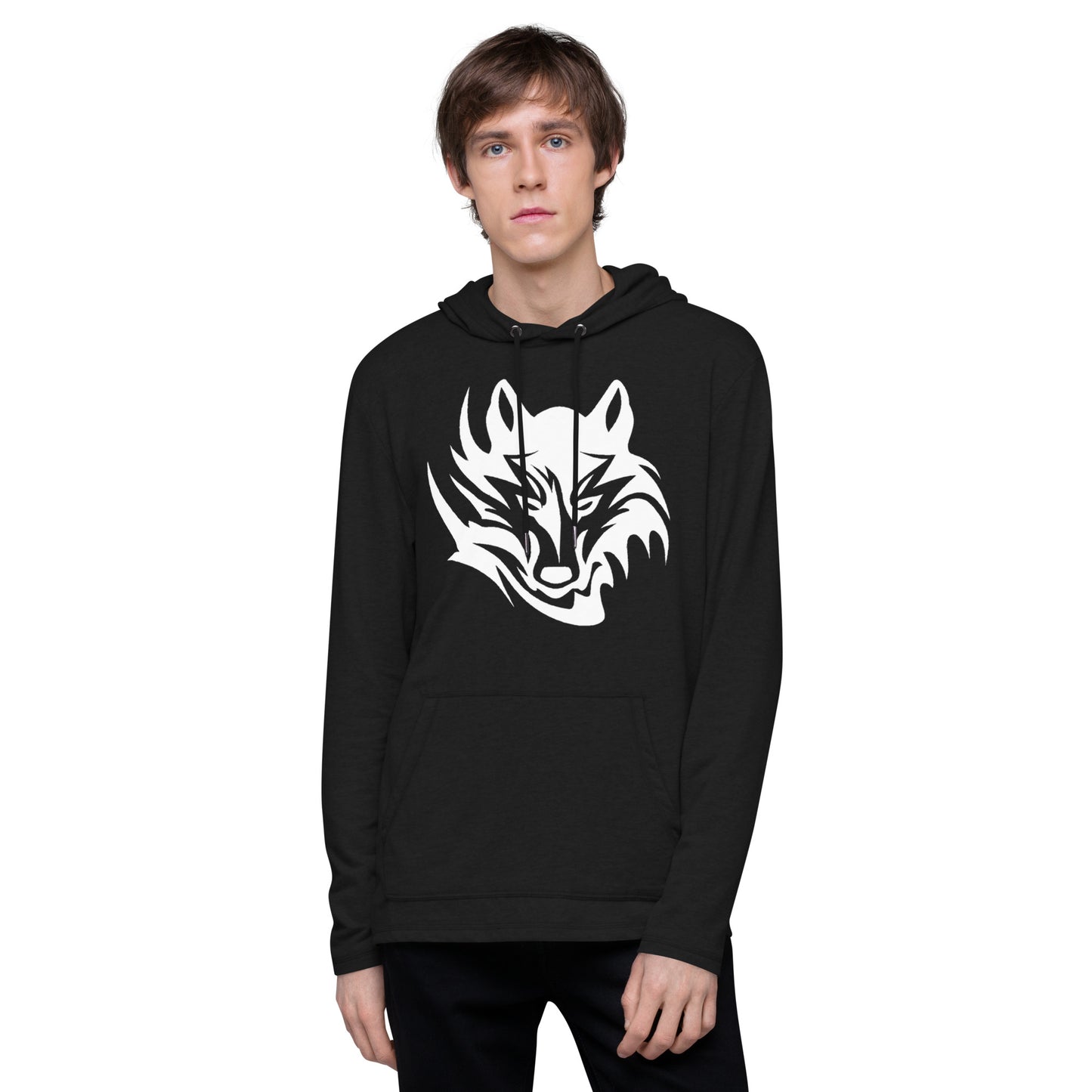 Unisex Lightweight Hoodie Tribal Wolf WH | Multiple Colors | District DT571