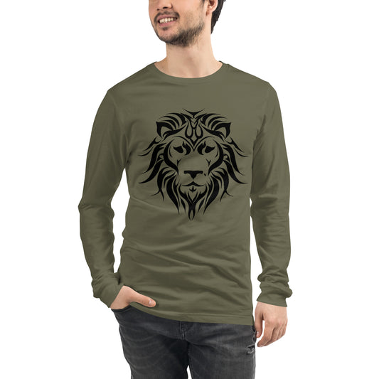 Unisex Long Sleeve T-Shirt Tribal Lion BK | Multiple Colors | Bella + Canvas