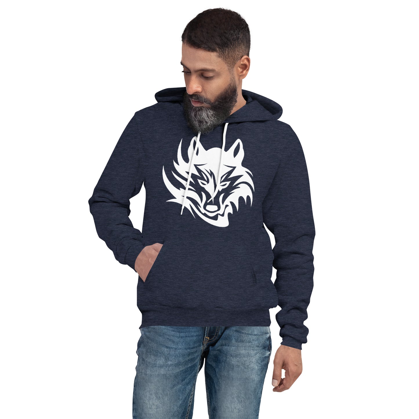 Unisex Hoodie Tribal Wolf WH | Multiple Colors | Bella + Canvas